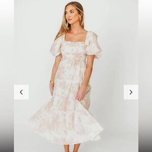 Worth Collective Cream and Pink Midi Dress